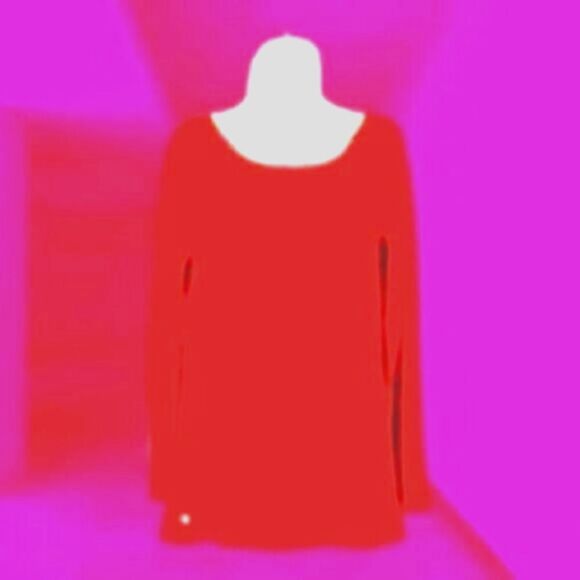 ZEES Bright RED Long Sleeve Stretch Knit TUNIC Size M - Picture 3 of 6